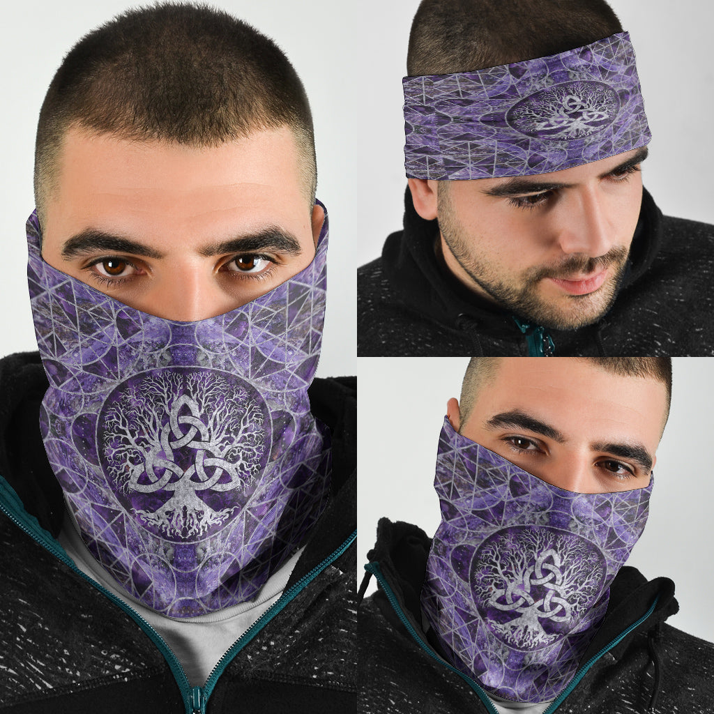 Viking Bandana Tree Of Life with Triquetra Amethyst and Silver Bandana RLT12