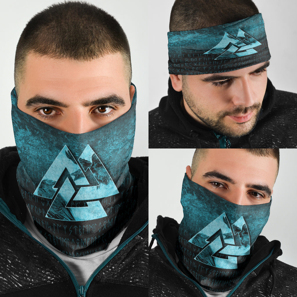 Viking Bandana Huginn Muninn Ravens from Odin Viking Cyan Version Bandana RLT12