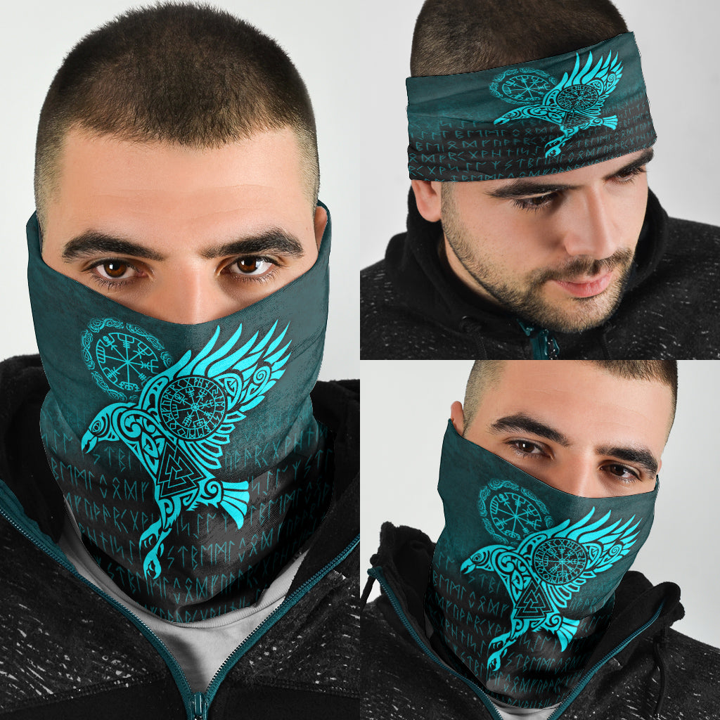 Viking Bandana Raven Vegvisir Tattoo Cyan Version Bandana RLT12