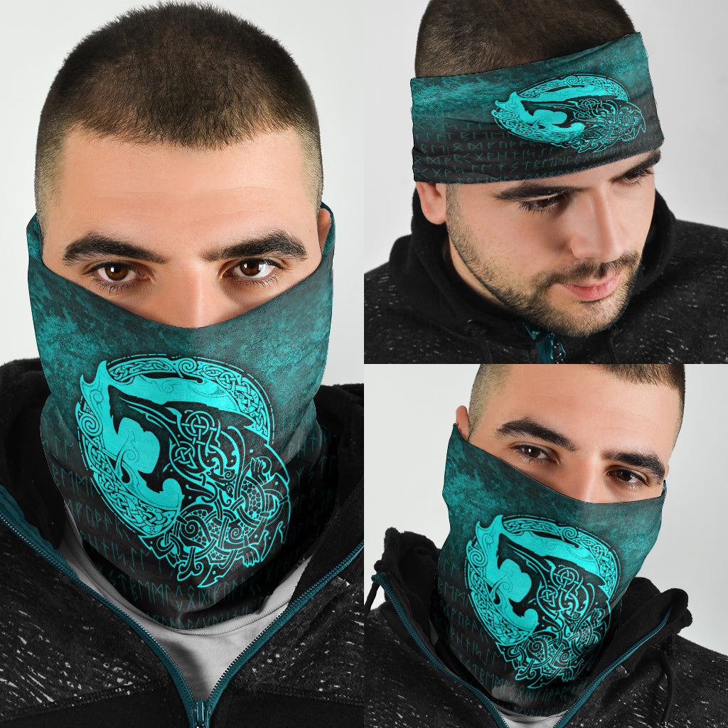 Viking Bandana Fenrir Viking 3D Tattoo Cyan Version Bandana RLT12