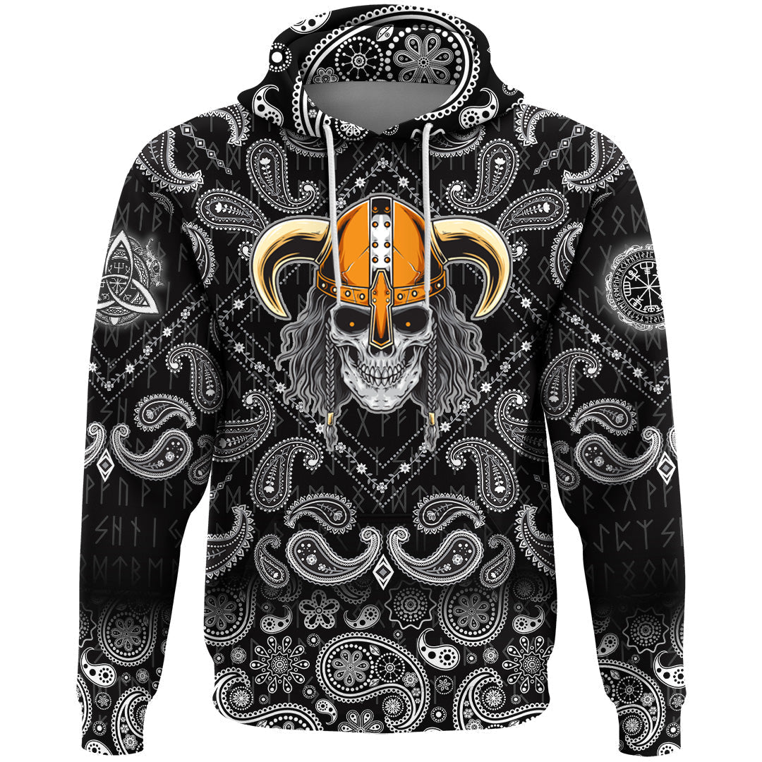 Viking Hoodie Bearded Viking with Bandana Paisley Style RLT12