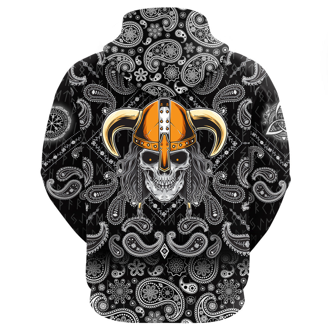 Viking Hoodie Bearded Viking with Bandana Paisley Style RLT12