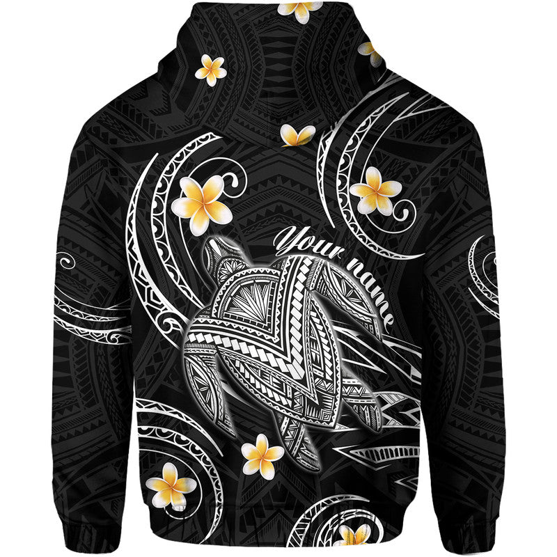 Custom Hawaii Hoodie Hawaiian Turtle Plumeria Mixed Polynesian Black Style LT9