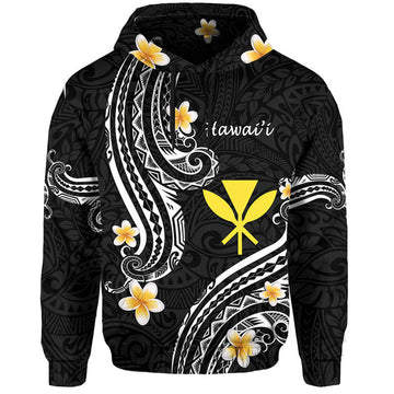Custom Hawaii Hoodie Black Polynesian Line Style LT9