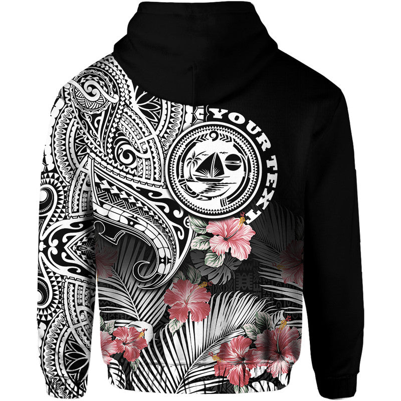 Custom Personalised Malampa Province Vanuatu Hoodie Hibiscus Tribal Polynesian Tattoo Ver Black LT9