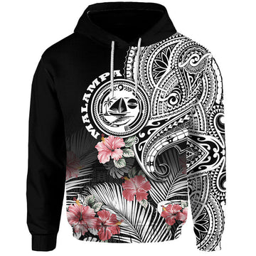 Custom Personalised Malampa Province Vanuatu Hoodie Hibiscus Tribal Polynesian Tattoo Ver Black LT9