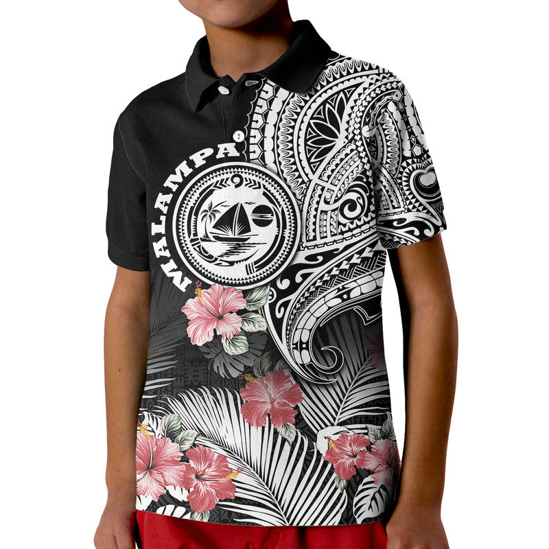 Custom Malampa Province Vanuatu Polo Shirt Hibiscus Tribal Polynesian Tattoo Ver Black LT9