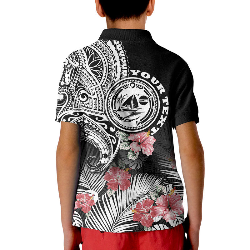 Custom Malampa Province Vanuatu Polo Shirt Hibiscus Tribal Polynesian Tattoo Ver Black LT9