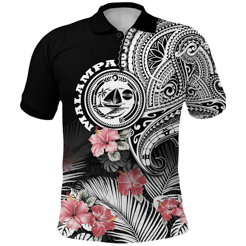 Custom Malampa Province Vanuatu Polo Shirt Hibiscus Tribal Polynesian Tattoo Ver Black LT9