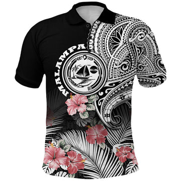 Custom Malampa Province Vanuatu Polo Shirt Hibiscus Tribal Polynesian Tattoo Ver Black LT9