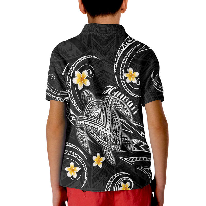 Hawaii Polo Shirt Hawaiian Turtle Plumeria Mixed Polynesian Black Style LT9