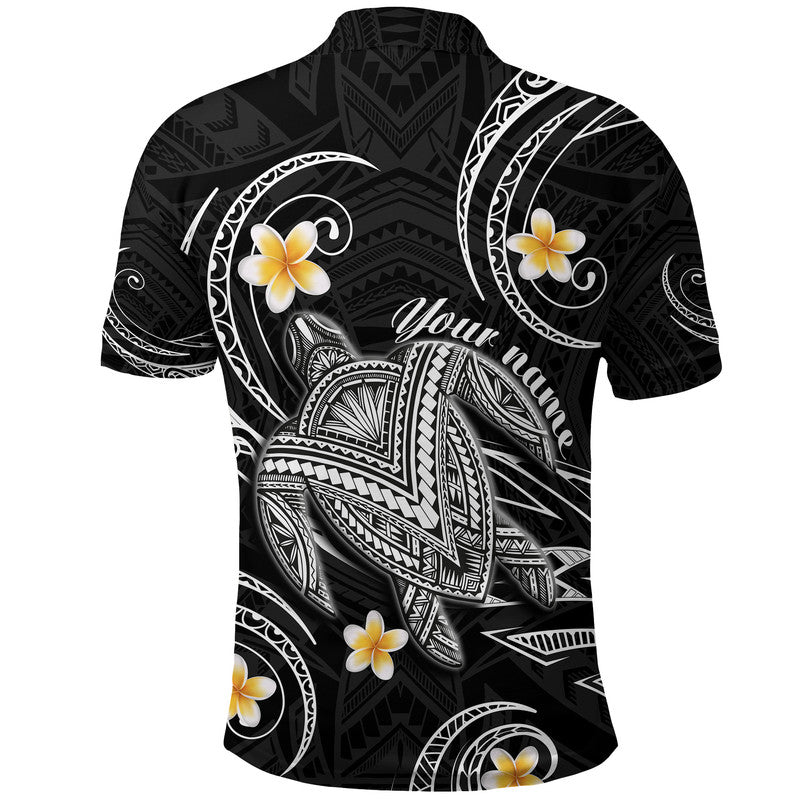 Custom Hawaii Polo Shirt Hawaiian Turtle Plumeria Mixed Polynesian Black Style LT9