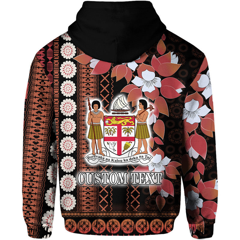 Custom Personalised Fiji Hoodie Tagimoucia Mixed Black Tapa Style LT9