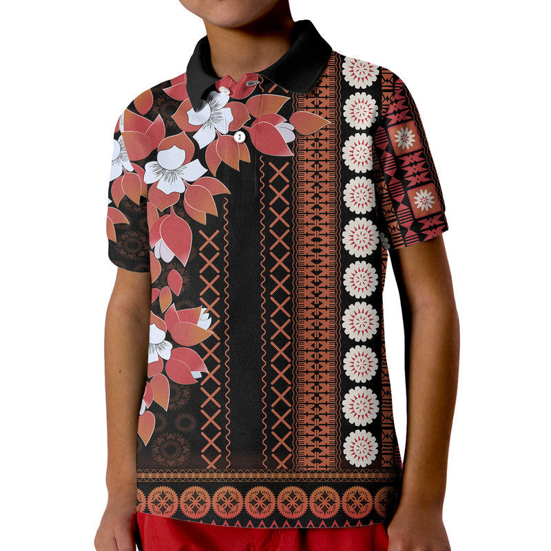 Custom Fiji Polo Shirt Tagimoucia Mixed Black Tapa Style LT9