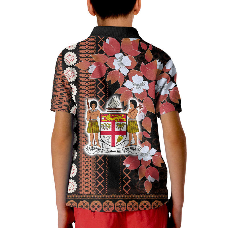 Fiji Polo Shirt Tagimoucia Mixed Black Tapa Style LT9