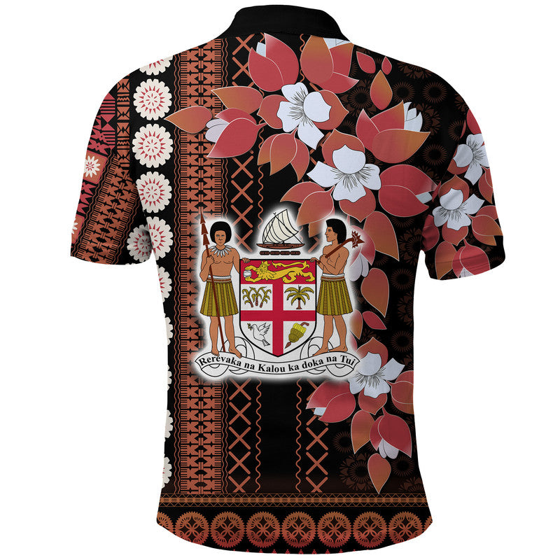 Fiji Polo Shirt Tagimoucia Mixed Black Tapa Style LT9