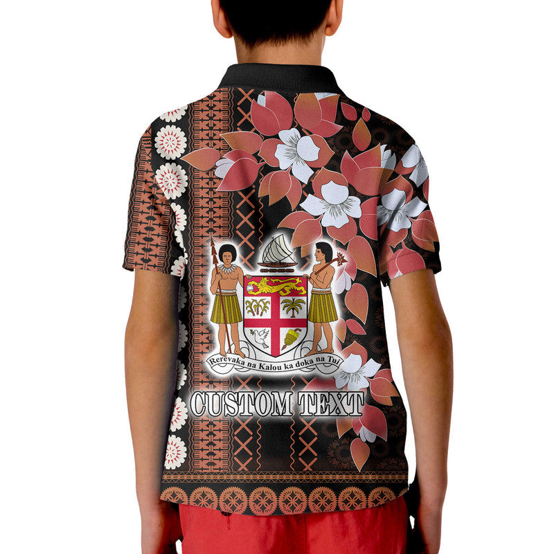 Custom Fiji Polo Shirt Tagimoucia Mixed Black Tapa Style LT9