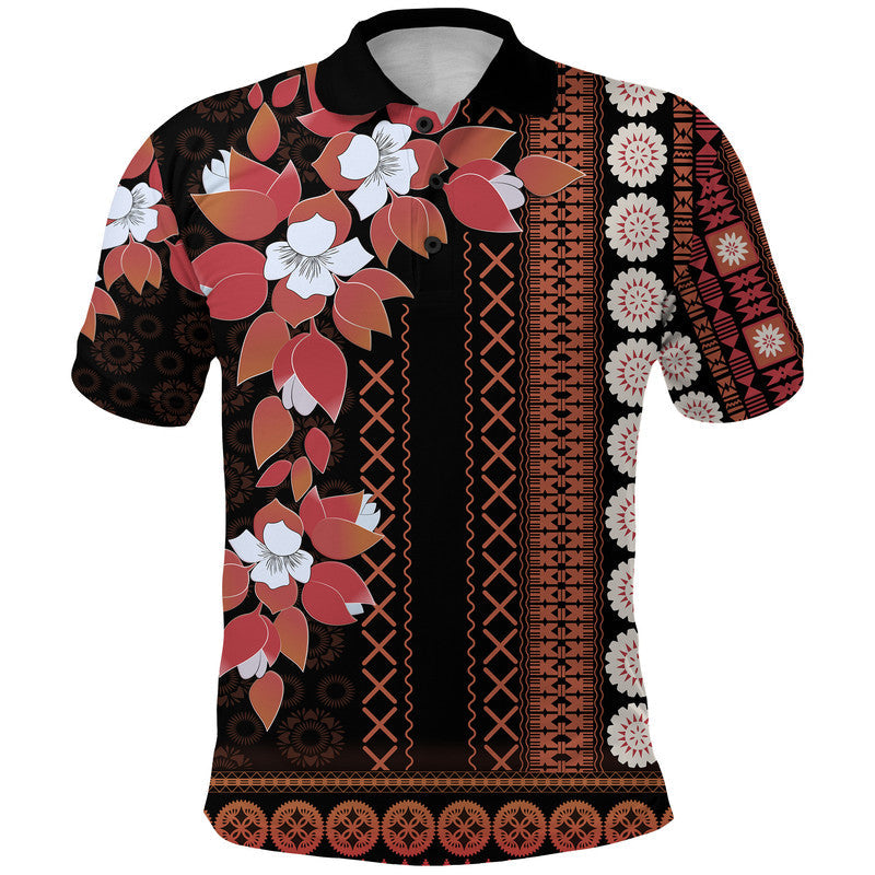 Custom Fiji Polo Shirt Tagimoucia Mixed Black Tapa Style LT9