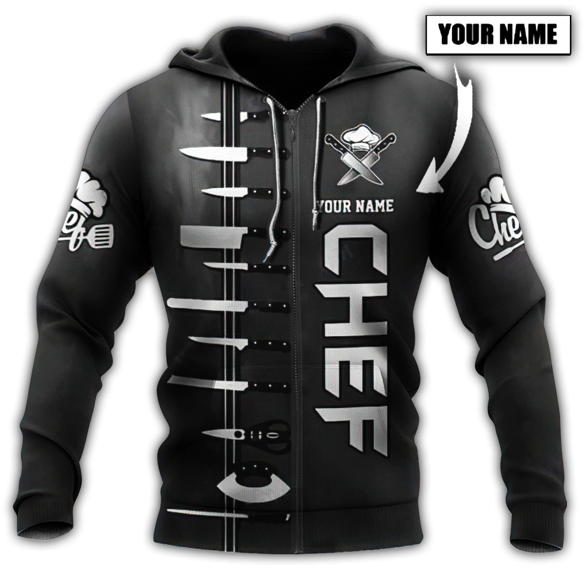 Black Chef Personalized Hoodie