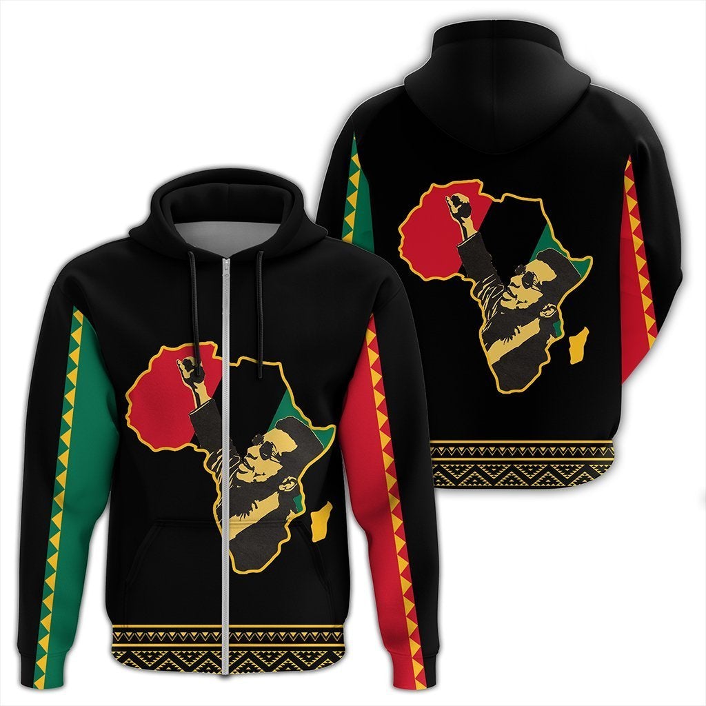 African Hoodie FRed Hampton Black History Month Zip Hoodie