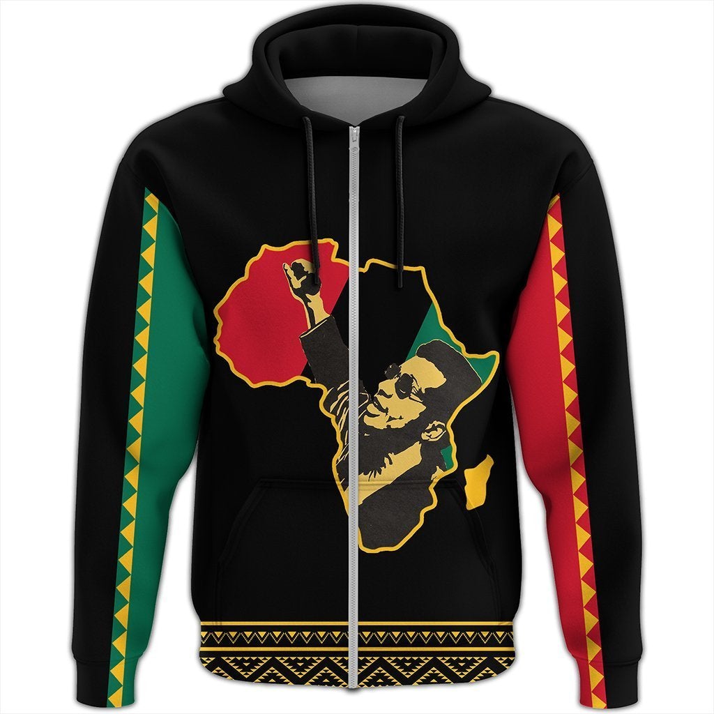 African Hoodie FRed Hampton Black History Month Zip Hoodie