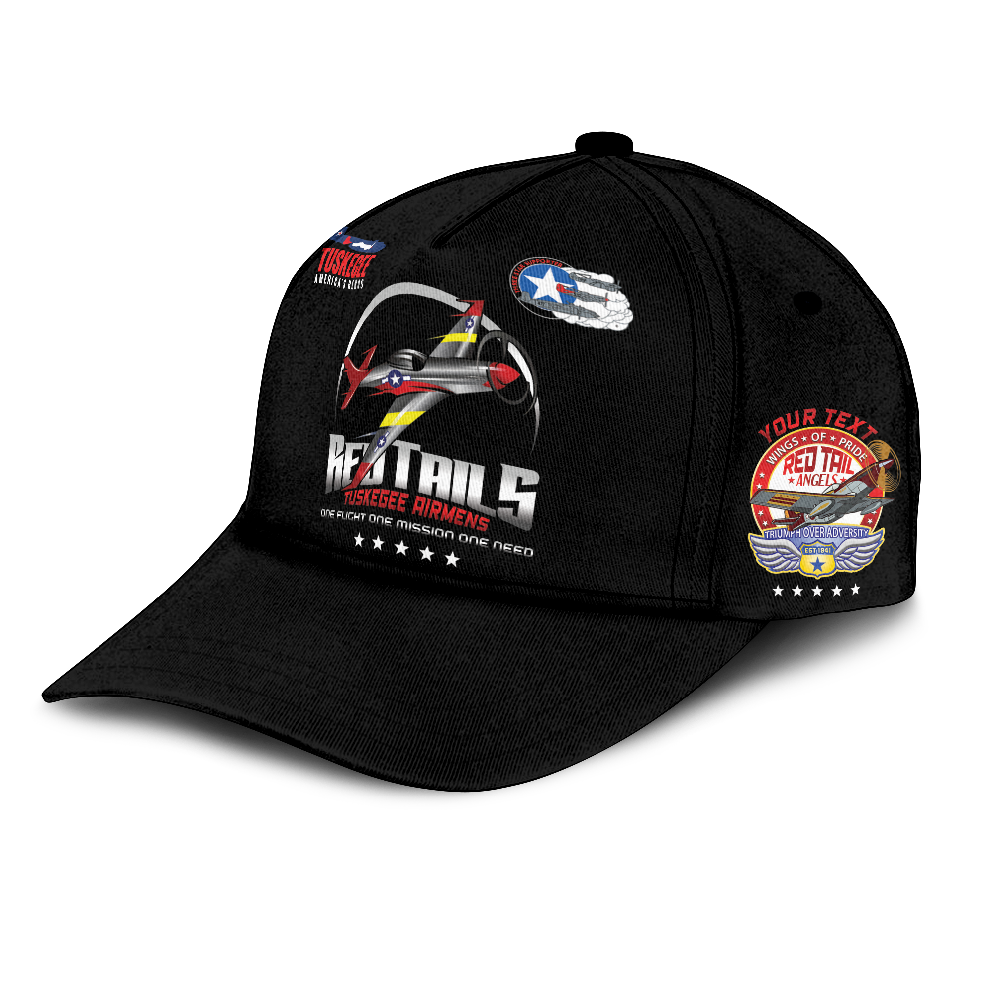 (Custom Personalised) Tuskegee Airmens Red Tails African American Heros Cap - LT2