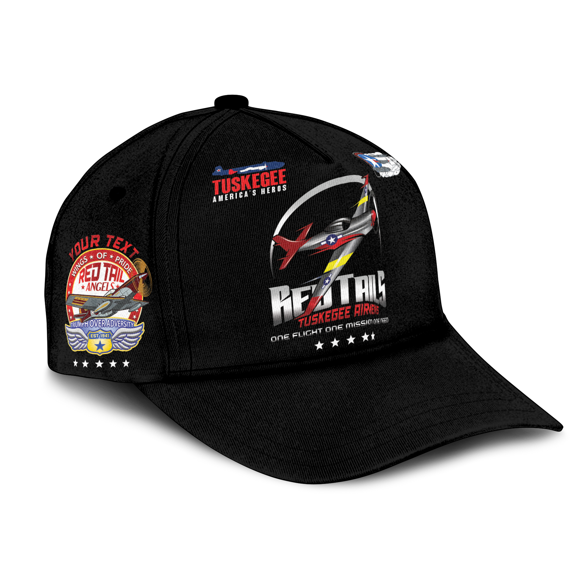 (Custom Personalised) Tuskegee Airmens Red Tails African American Heros Cap - LT2