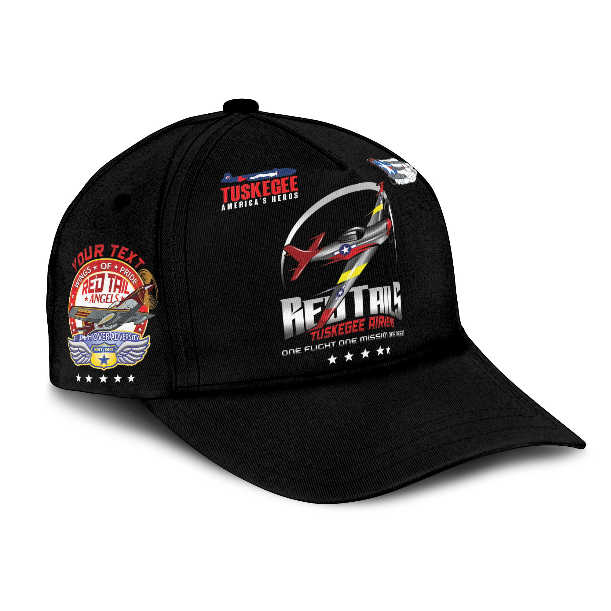 (Custom Personalised) Tuskegee Airmens Red Tails African American Heros Cap - LT2