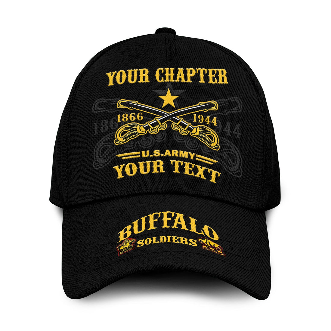 (Custom Text and Chapter) Buffalo Soldiers Classic Cap BSMC United States Army Simple Style Ver.05 LT14