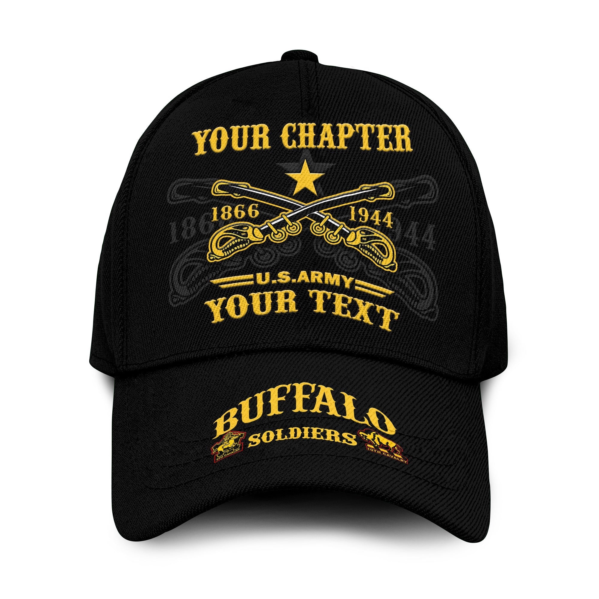 (Custom Text and Chapter) Buffalo Soldiers Classic Cap BSMC United States Army Simple Style Ver.05 LT14