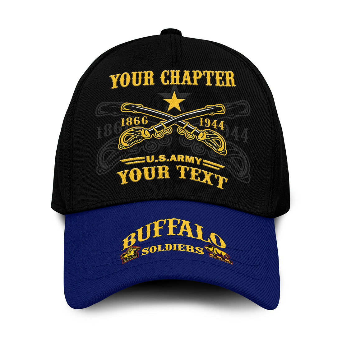 (Custom Text and Chapter) Buffalo Soldiers Classic Cap BSMC United States Army Simple Style Ver.06 LT14