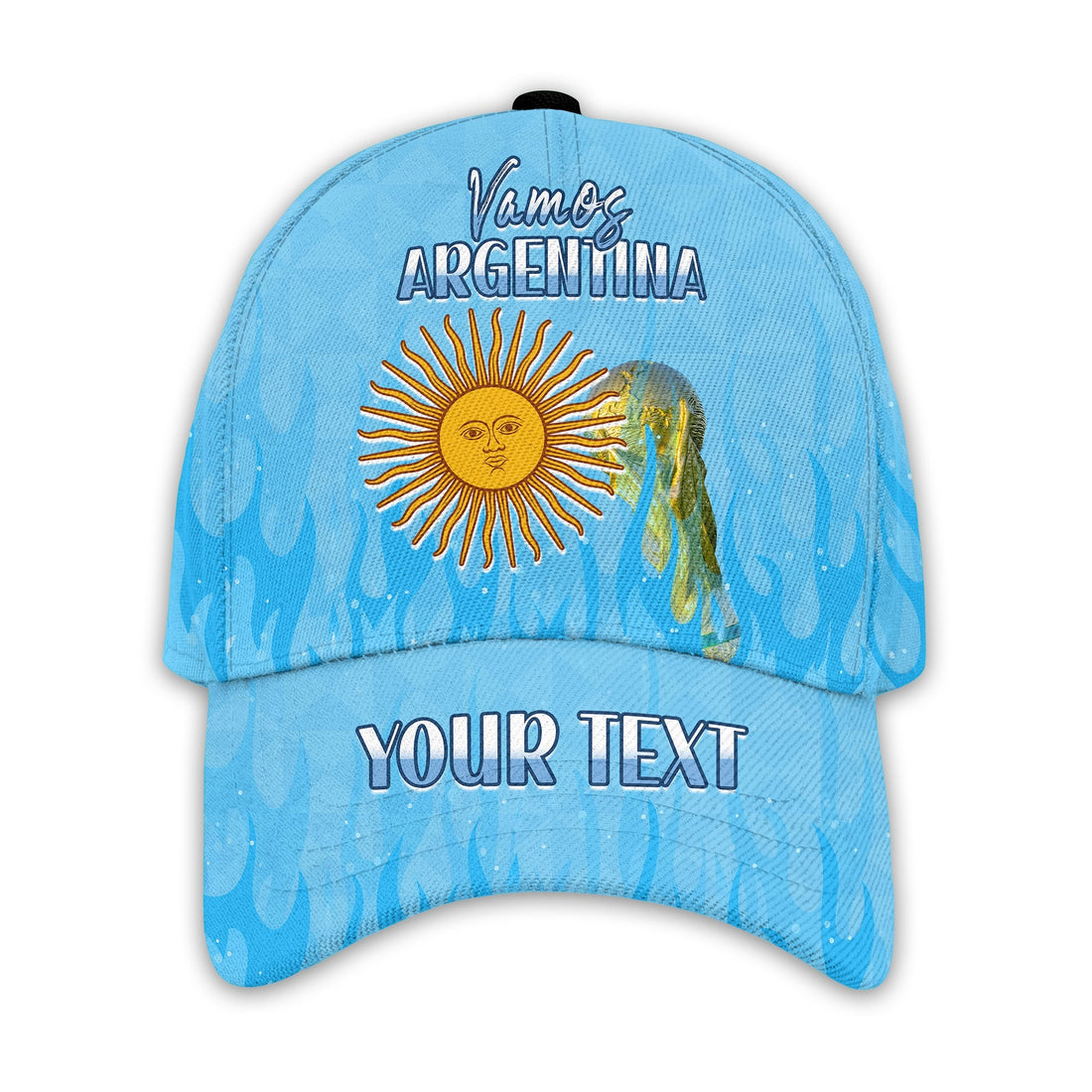 (Custom Personalised) Argentina Football Classic Cap Vamos Sky Champions World Cup Fire Ver.01 LT13