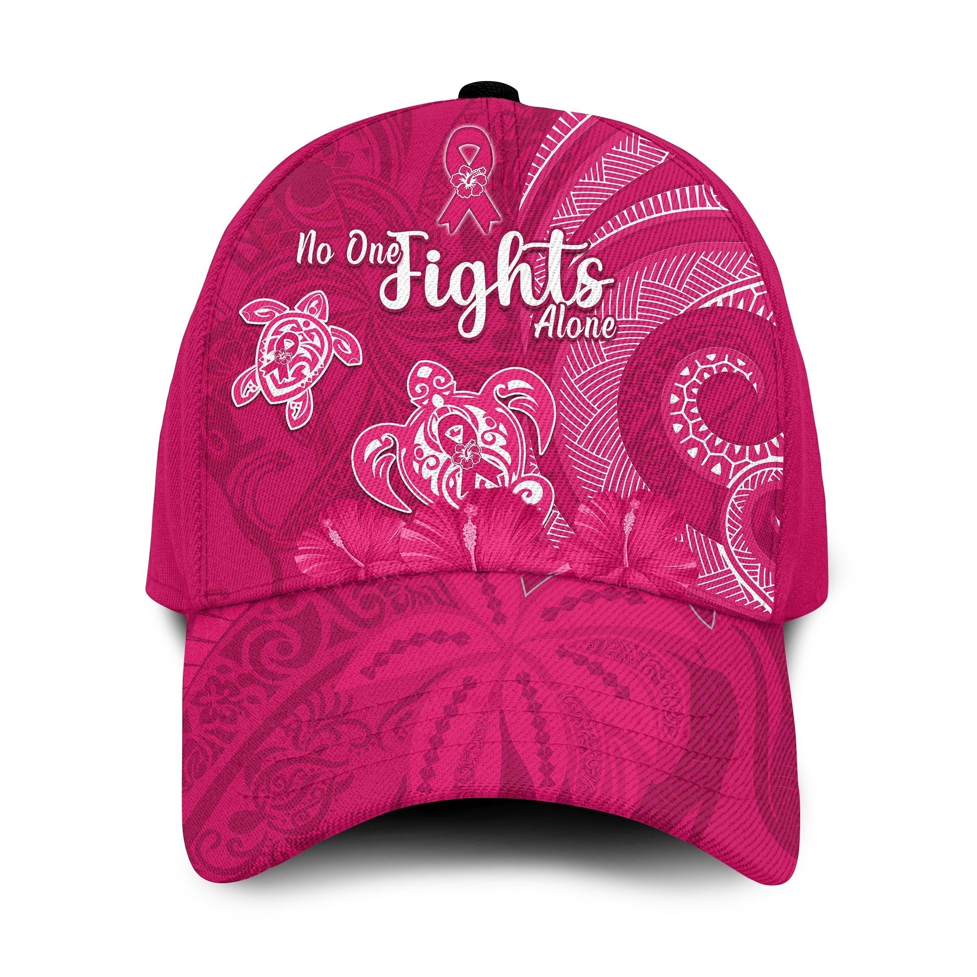 Breast Cancer Awareness Classic Cap Hibiscus Polynesian No One Fights Alone Ver.01 LT13