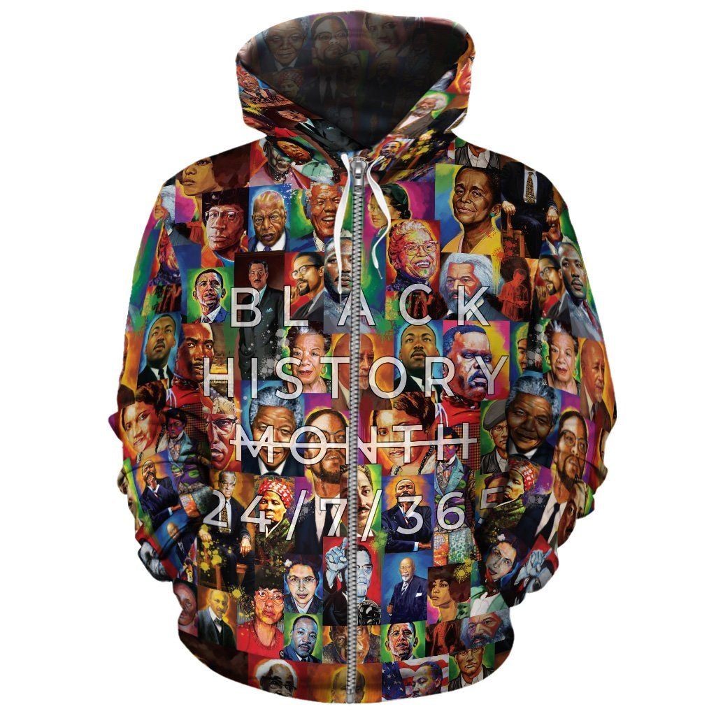 African Hoodie Civil Rights Leaders Oil Painting Art Zip Hoodie