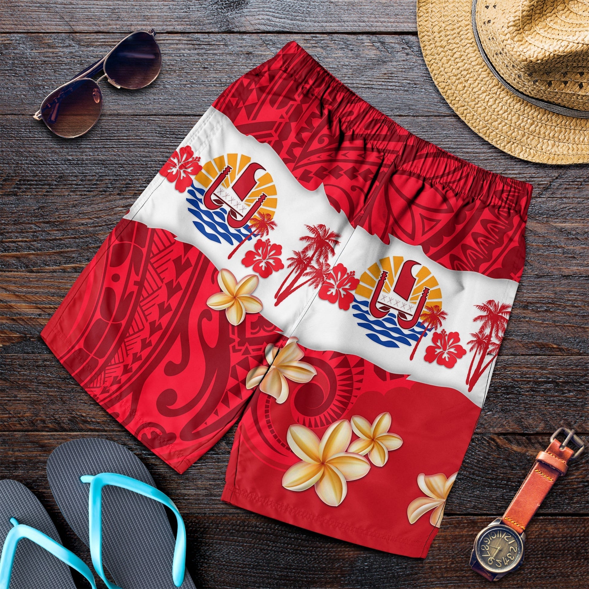 Tahiti Polynesian Men Shorts Mythical Destination LT13