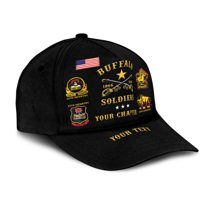 (Custom Personalised) Buffalo Soldiers Classic Cap African American Military - Black LT8