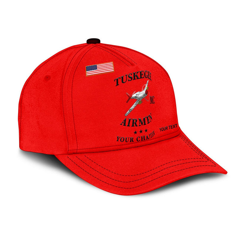 (Custom Personalised) Tuskegee Airmen Motorcycle Club Classic Cap TAMC Spit Fire Unique Style - Red LT8