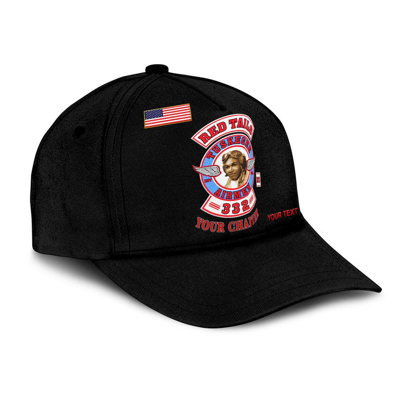 (Custom Personalised) Tuskegee Airmen Motorcycle Club Classic Cap TAMC Spit Fire Original Style - Black LT8