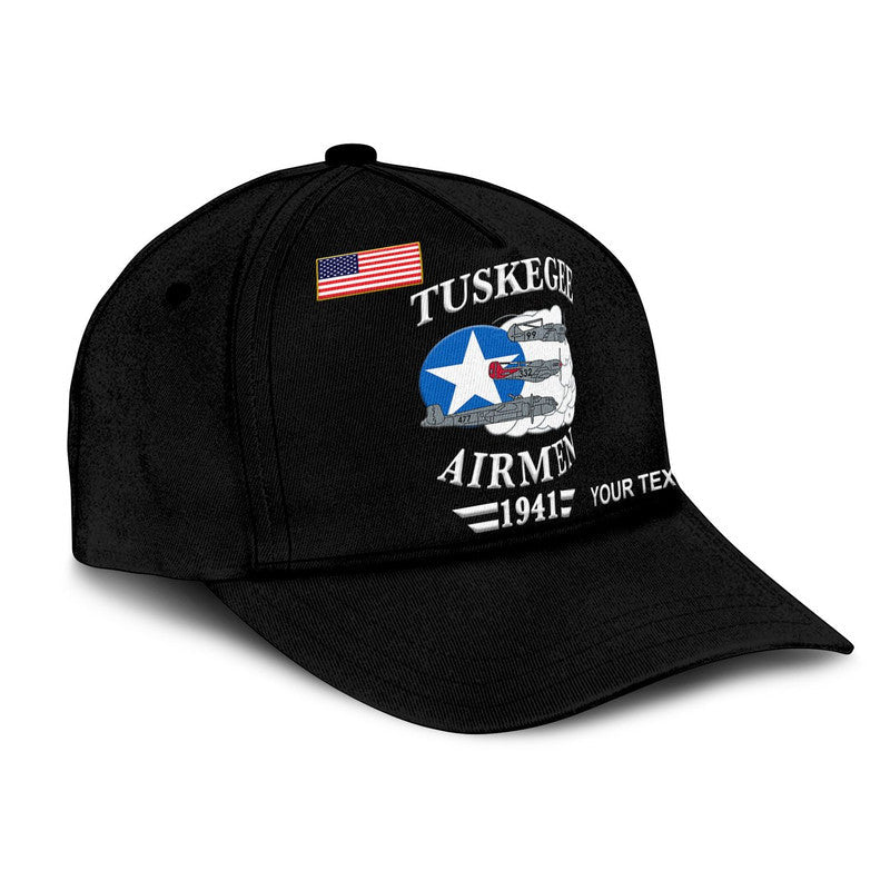 (Custom Personalised) Tuskegee Airmen Classic Cap The Red Tails Original Style - Black LT8