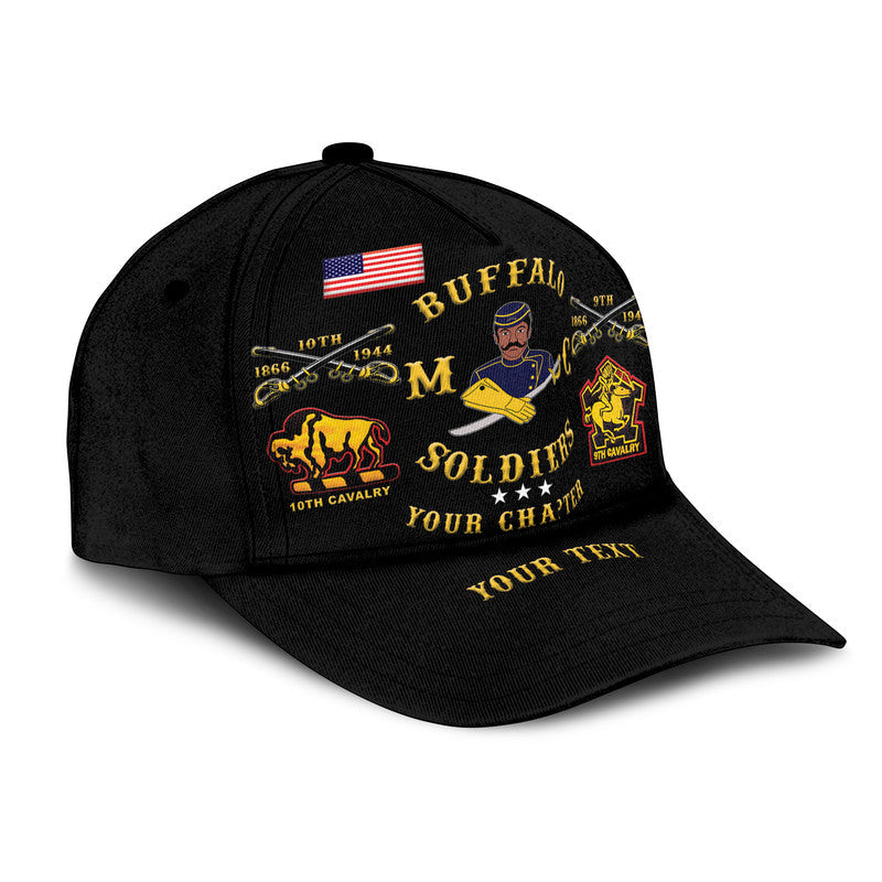 (Custom Personalised) Buffalo Soldiers Motorcycle Club BSMC Classic Cap - Black LT8