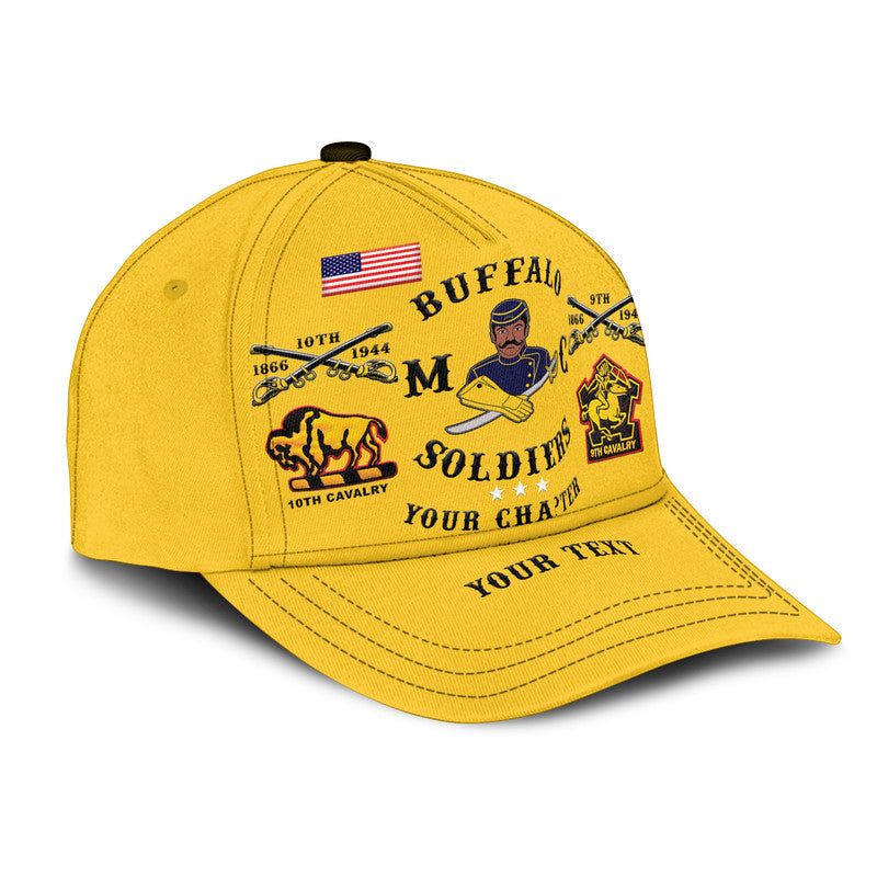 (Custom Personalised) Buffalo Soldiers Motorcycle Club BSMC Classic Cap - Gold LT8
