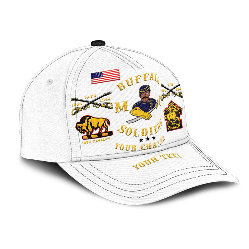 (Custom Personalised) Buffalo Soldiers Motorcycle Club BSMC Classic Cap - White LT8