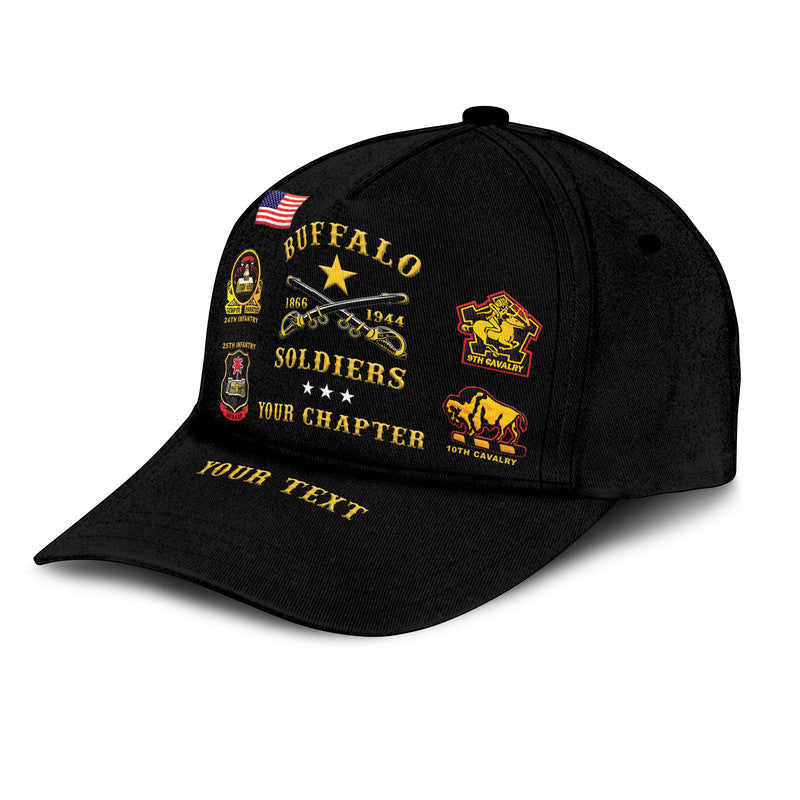 (Custom Personalised) Buffalo Soldiers Classic Cap African American Military - Black LT8