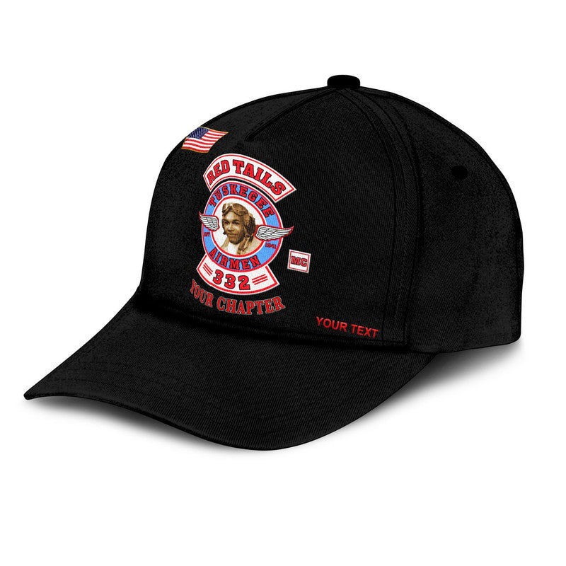 (Custom Personalised) Tuskegee Airmen Motorcycle Club Classic Cap TAMC Spit Fire Original Style - Black LT8