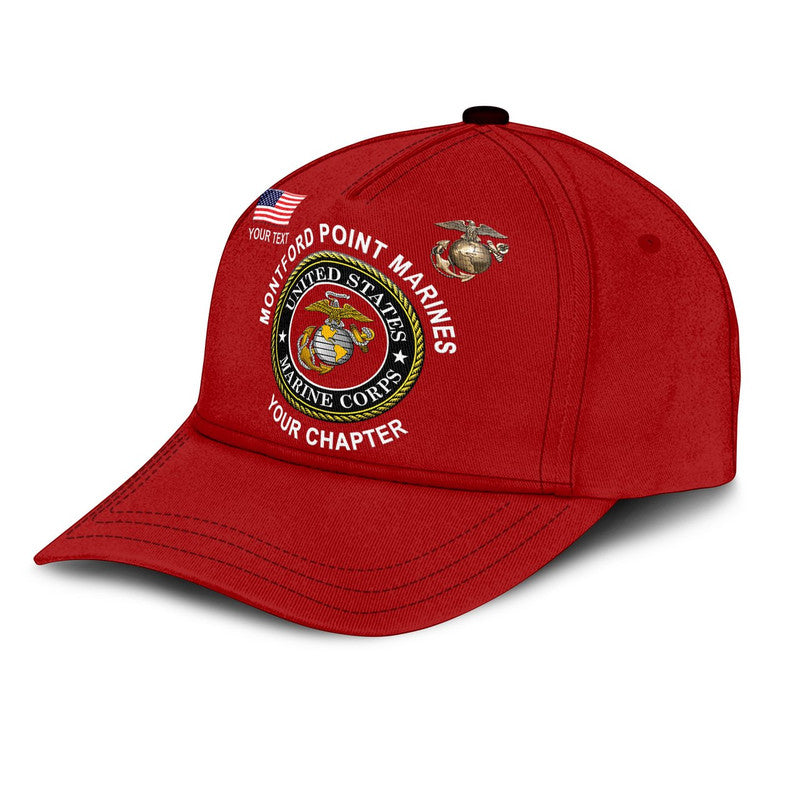 (Custom) Montford Point Marines Classic Cap African-American Marine Corps Original - Red LT8