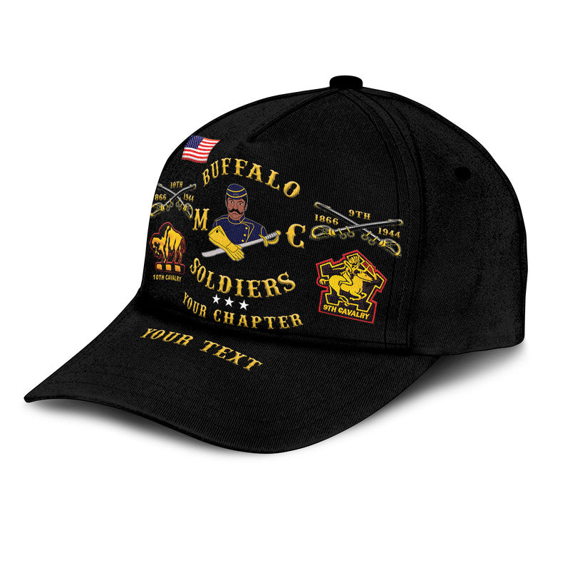 (Custom Personalised) Buffalo Soldiers Motorcycle Club BSMC Classic Cap - Black LT8