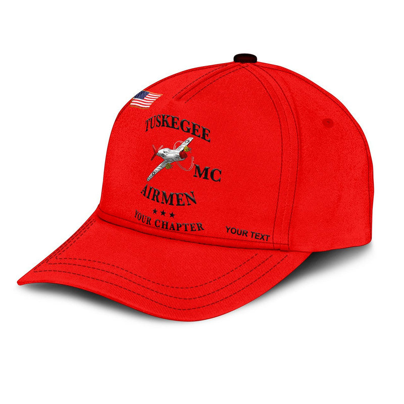 (Custom Personalised) Tuskegee Airmen Motorcycle Club Classic Cap TAMC Spit Fire Unique Style - Red LT8