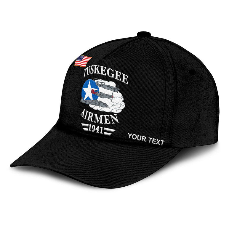(Custom Personalised) Tuskegee Airmen Classic Cap The Red Tails Original Style - Black LT8