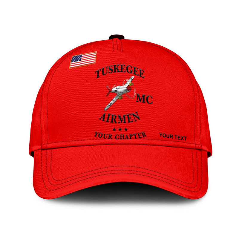 (Custom Personalised) Tuskegee Airmen Motorcycle Club Classic Cap TAMC Spit Fire Unique Style - Red LT8