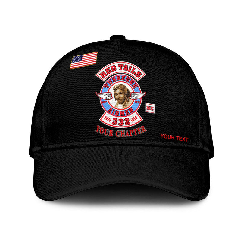 (Custom Personalised) Tuskegee Airmen Motorcycle Club Classic Cap TAMC Spit Fire Original Style - Black LT8